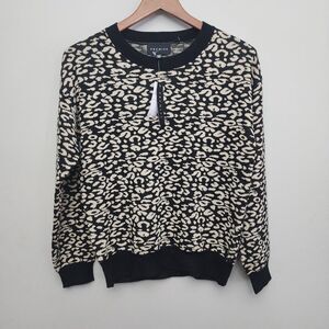 Premise Cheetah Print Black Tan Sweater Size‎ Small